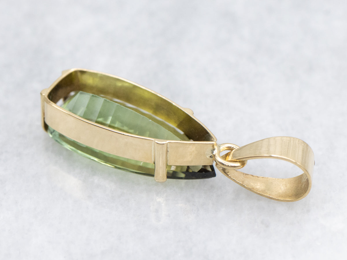 Pear-Cut Green Tourmaline Gold Pendant