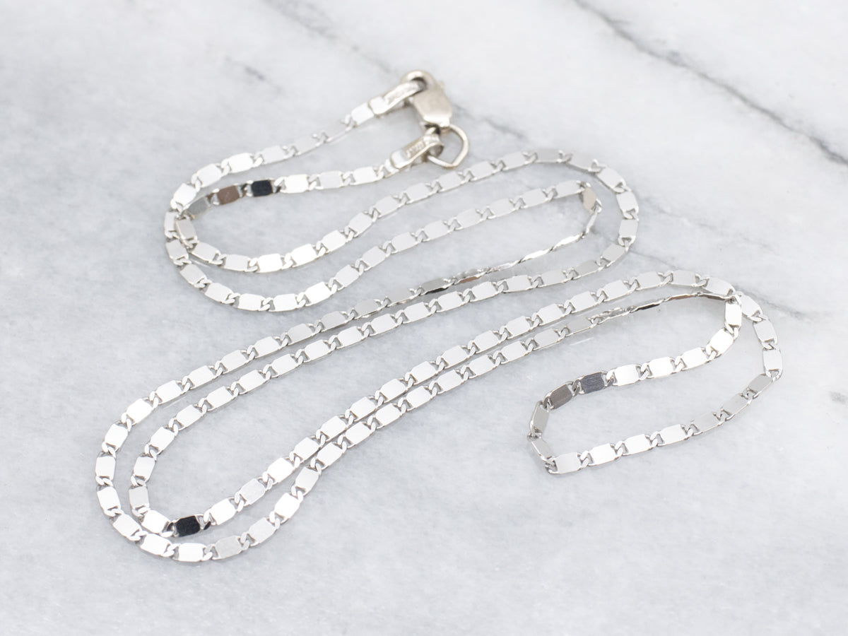 Polished White Gold Flat Mirror-Link Chain