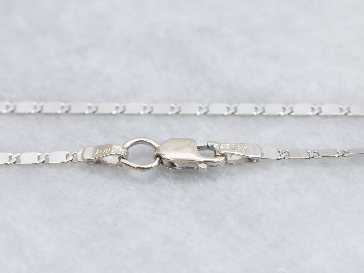 Polished White Gold Flat Mirror-Link Chain