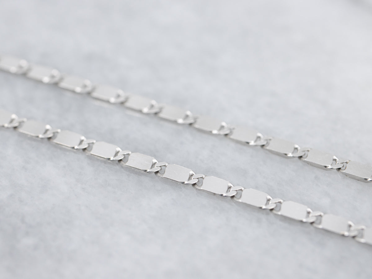 Polished White Gold Flat Mirror-Link Chain