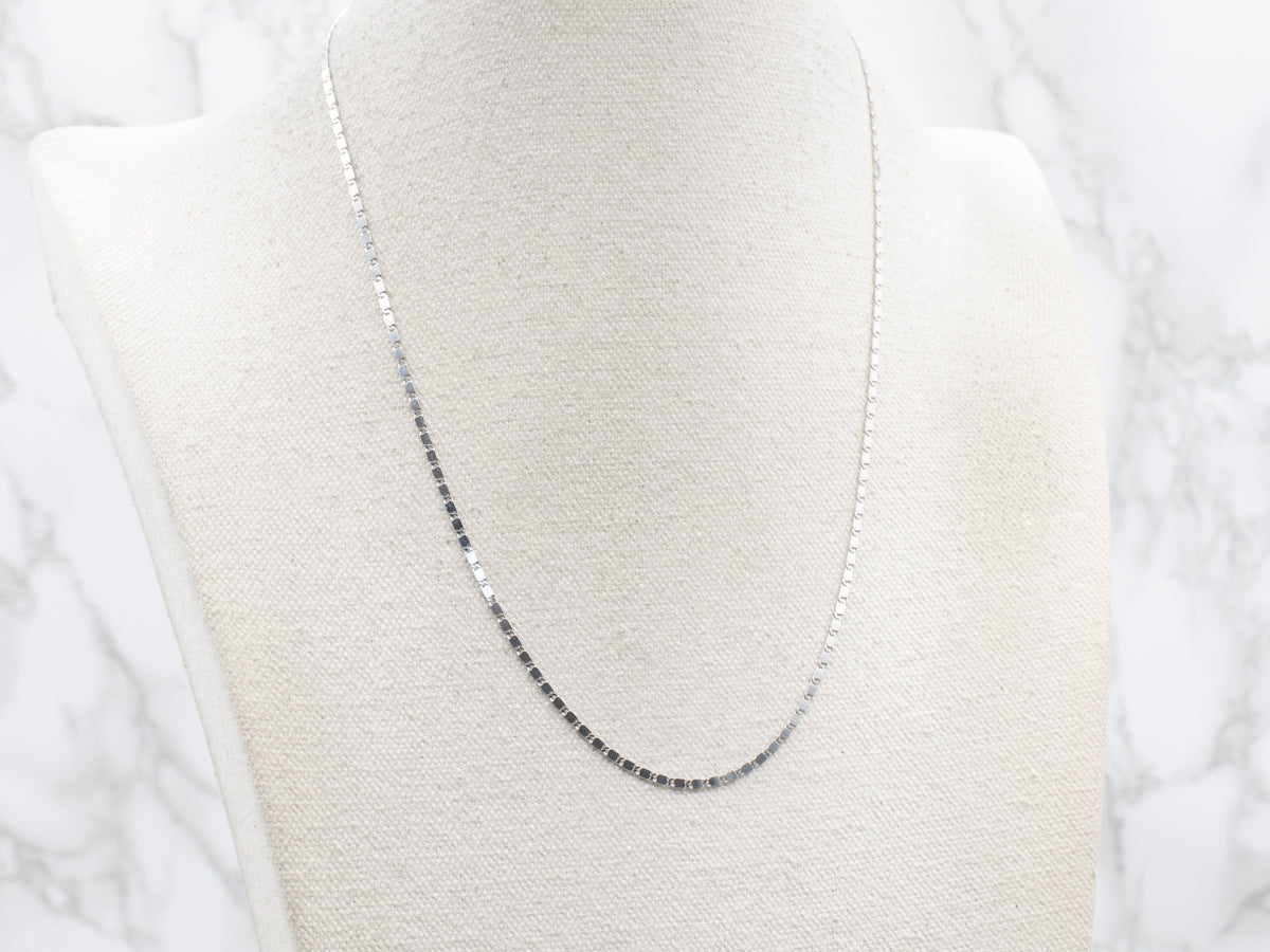 Polished White Gold Flat Mirror-Link Chain