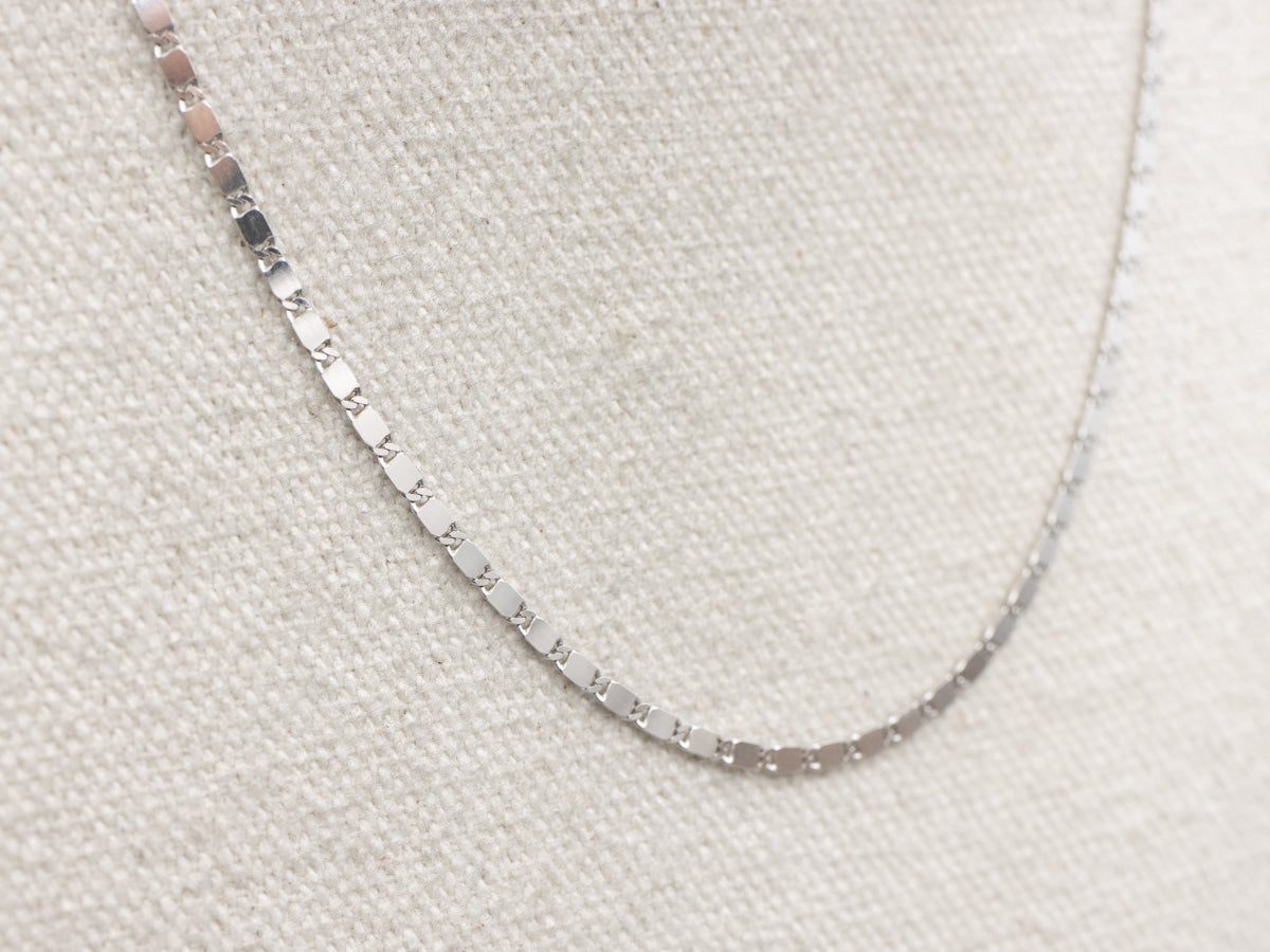 Polished White Gold Flat Mirror-Link Chain