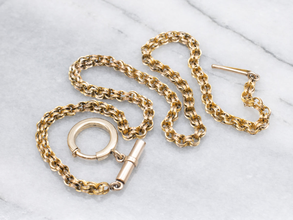 Victorian Gold Rolo Chain with Barrel and Spring Ring Clasp