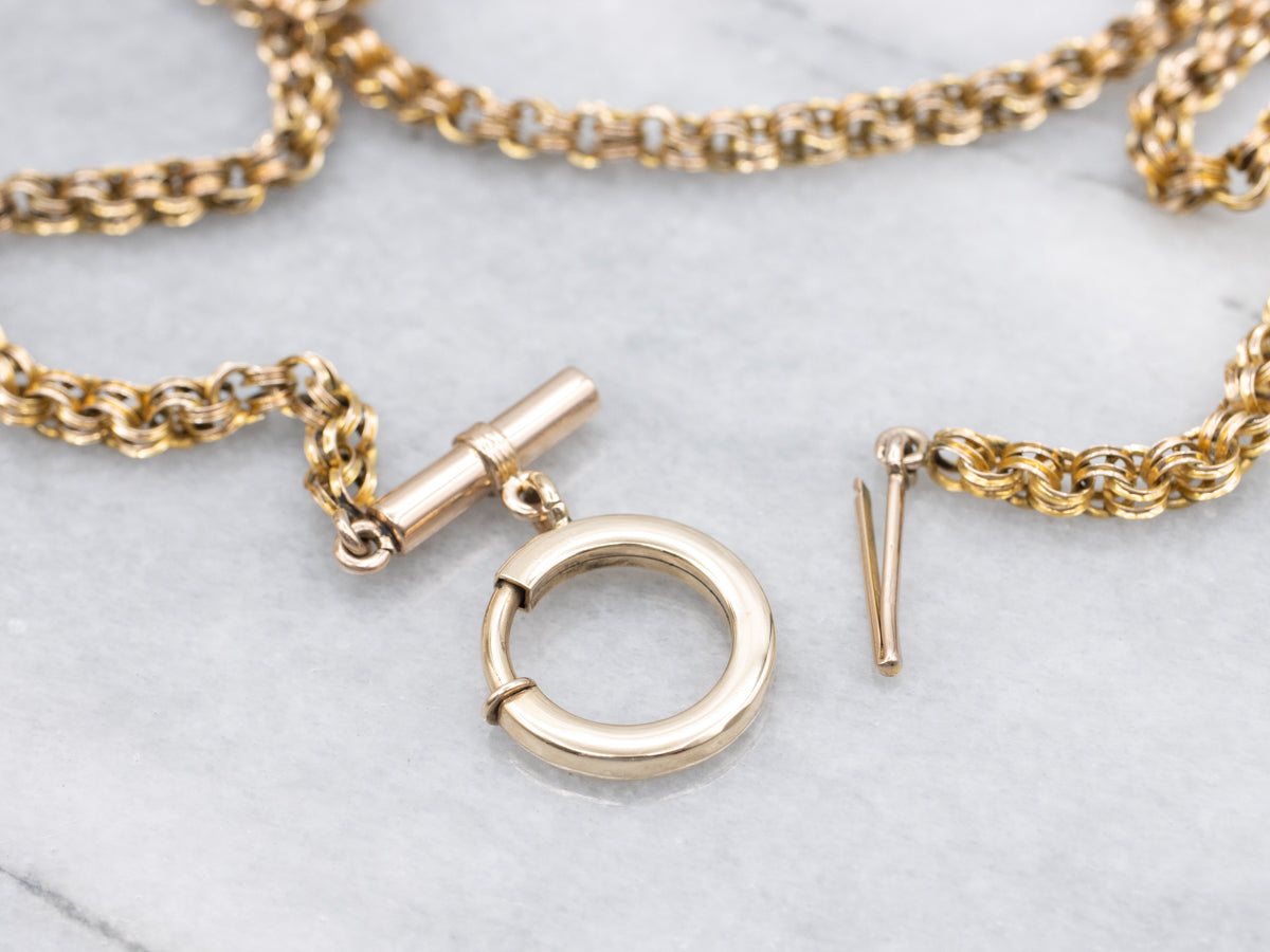 Victorian Gold Rolo Chain with Barrel and Spring Ring Clasp