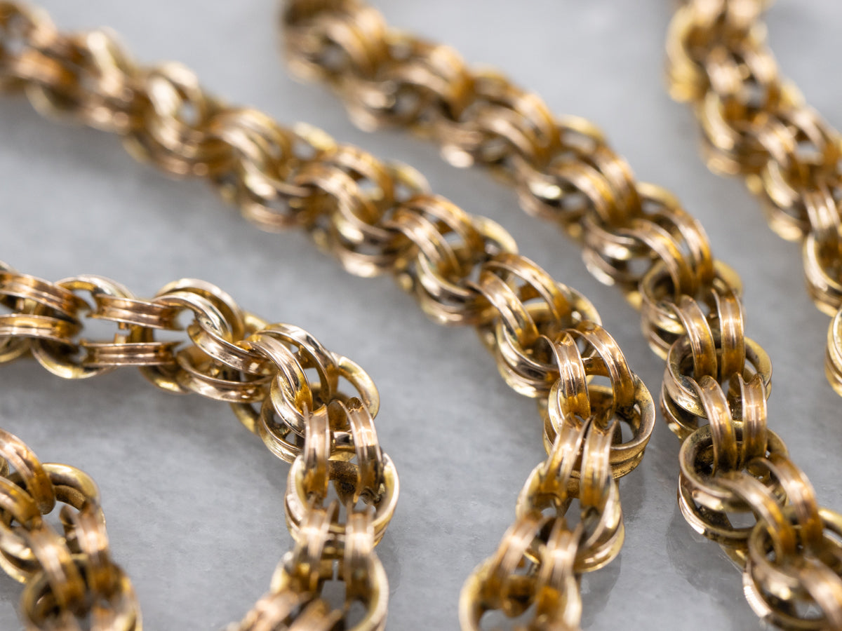 Victorian Gold Rolo Chain with Barrel and Spring Ring Clasp