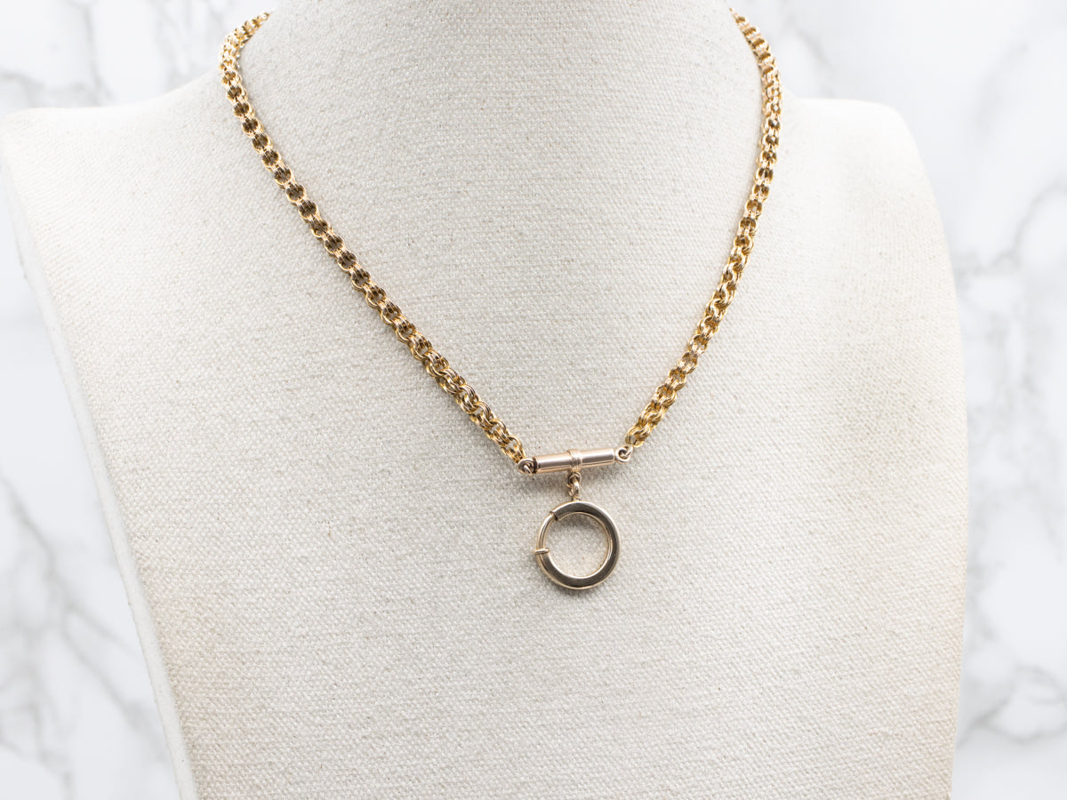 Victorian Gold Rolo Chain with Barrel and Spring Ring Clasp