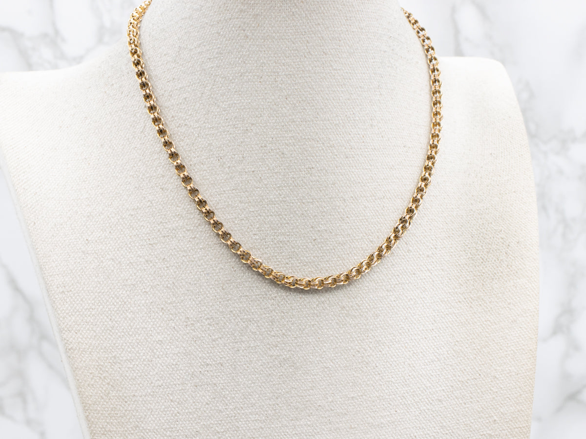 Victorian Gold Rolo Chain with Barrel and Spring Ring Clasp