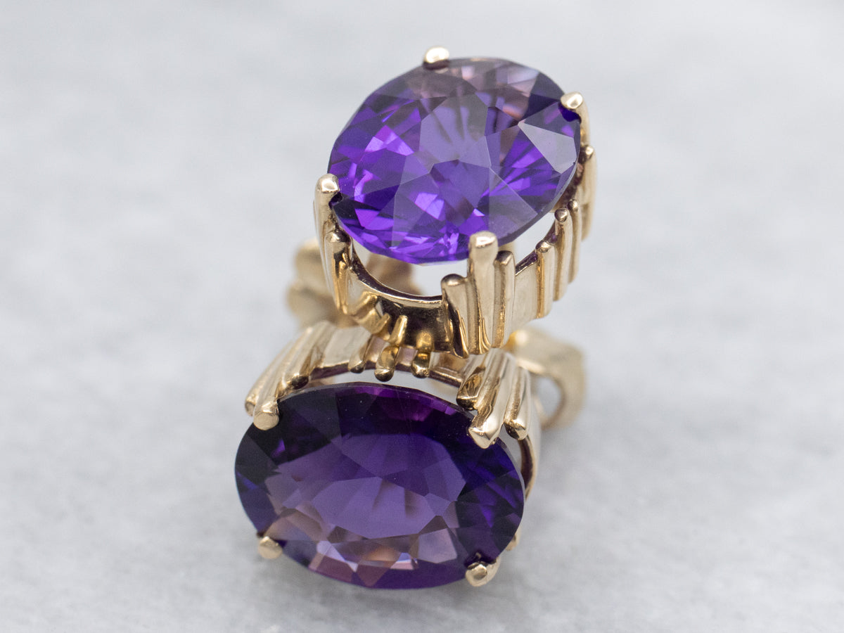 Amethyst Yellow Gold Stud Earrings