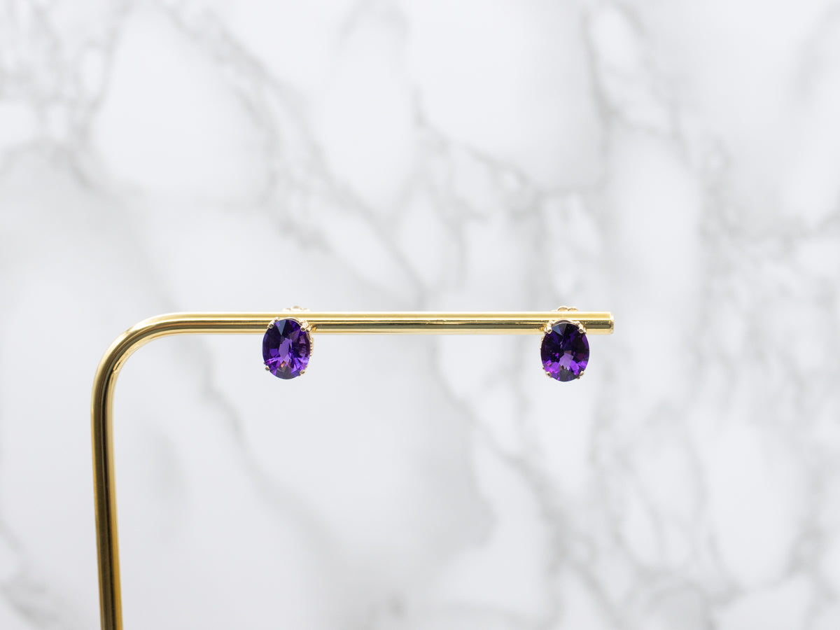 Amethyst Yellow Gold Stud Earrings