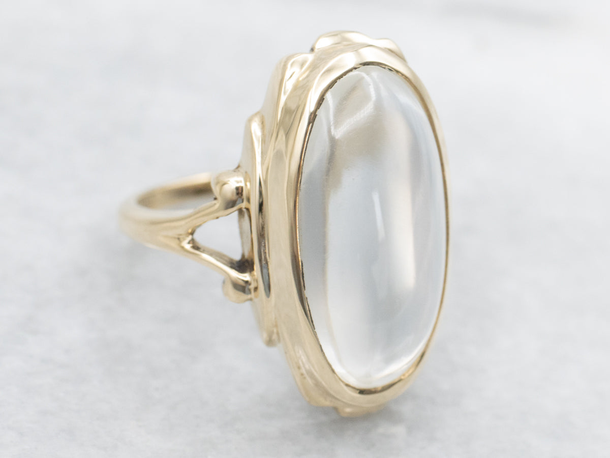 Elongated Moonstone Vintage Cabochon Ring