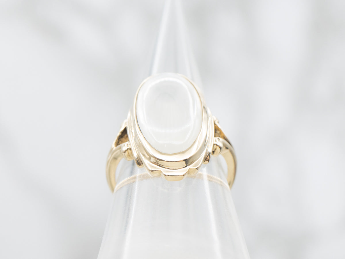 Elongated Moonstone Vintage Cabochon Ring