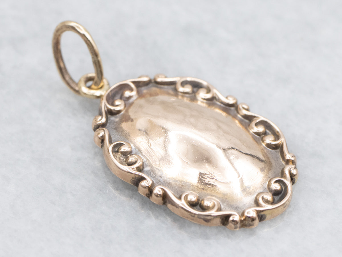 Scrolling Gold Signet Pendant