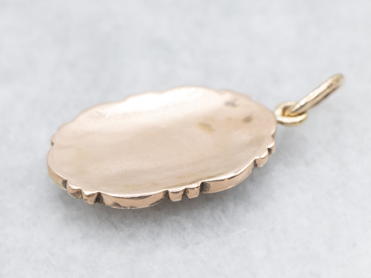Scrolling Gold Signet Pendant
