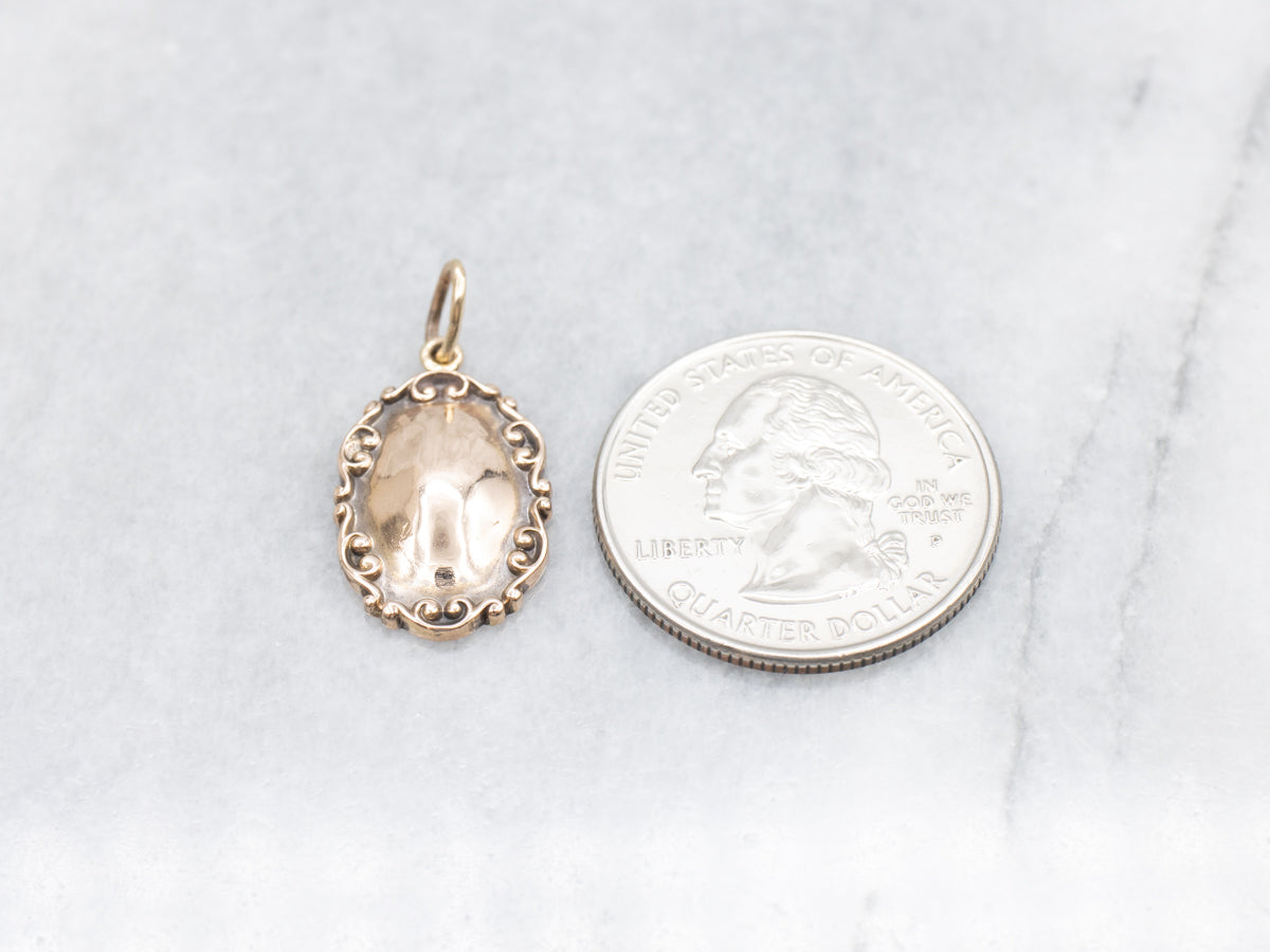 Scrolling Gold Signet Pendant