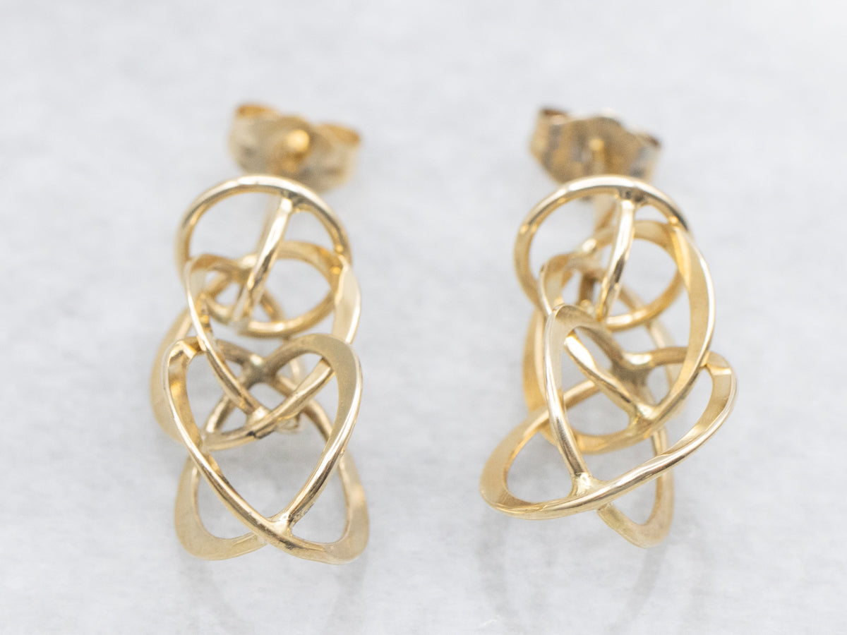 Interlocking Gold Circle Drop Earrings
