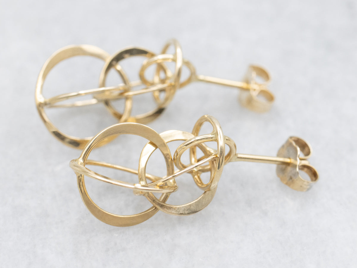 Interlocking Gold Circle Drop Earrings