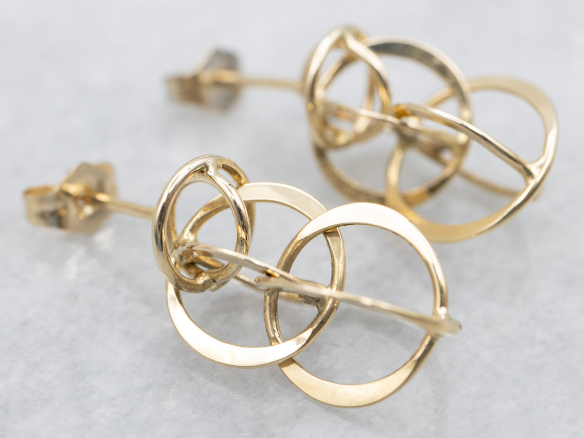 Interlocking Gold Circle Drop Earrings