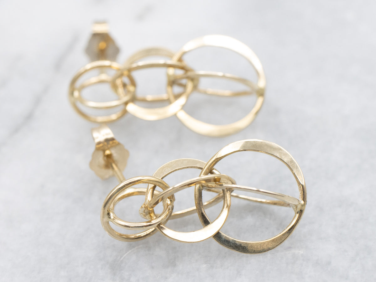 Interlocking Gold Circle Drop Earrings