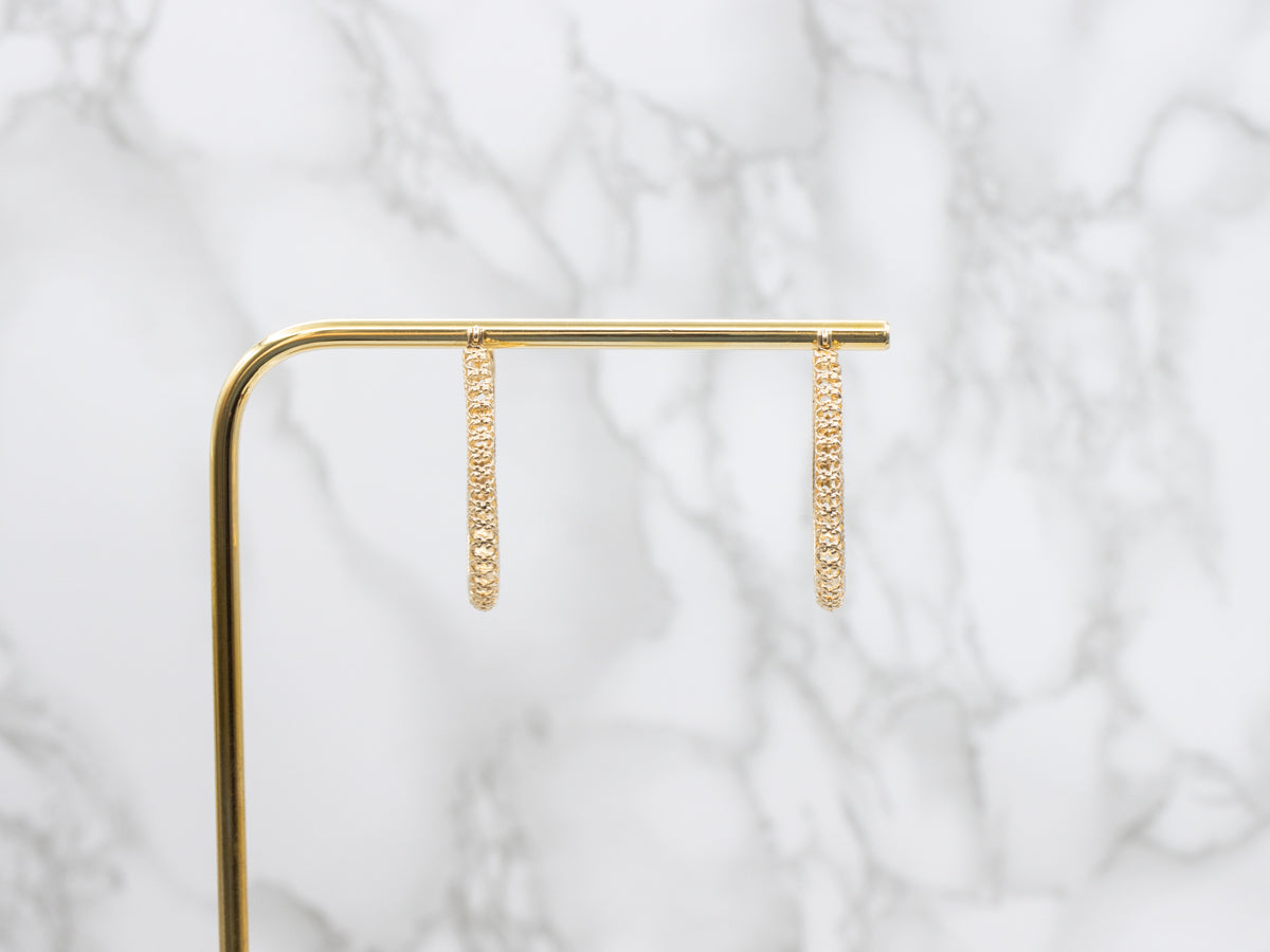 Ornate Gold Filigree Oval Hoop Earrings