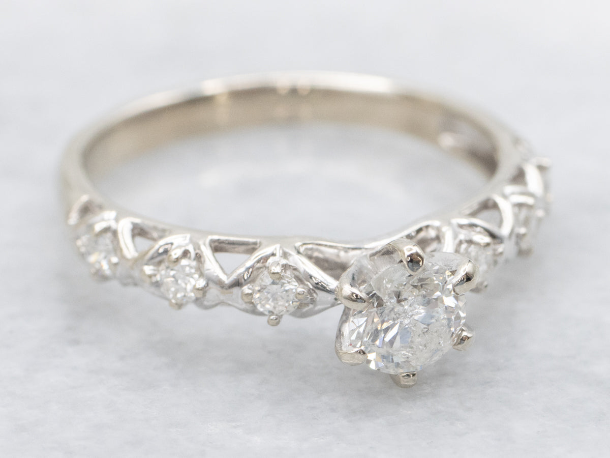 Modern White Gold Diamond Engagement Ring