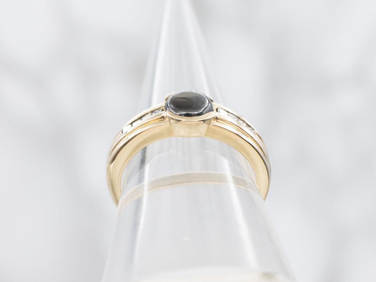 Black Star Sapphire and Diamond Ring