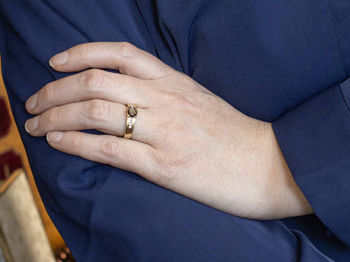 Black Star Sapphire and Diamond Ring