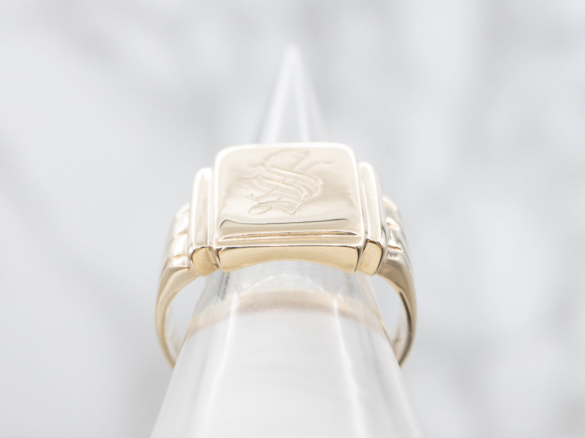 Men's Vintage Gold "S" Monogram Signet Ring