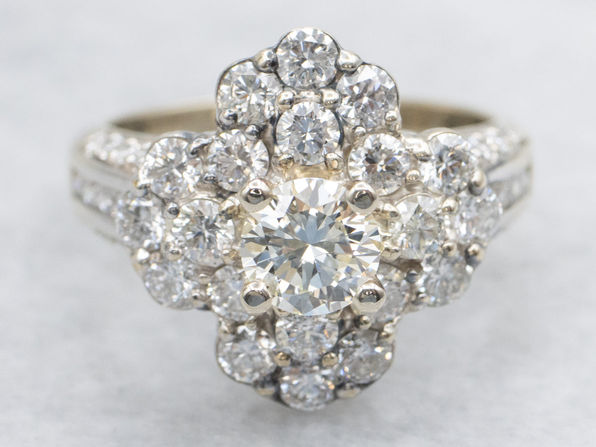 Modern Gold and Brilliant Diamond Cluster Cocktail Ring
