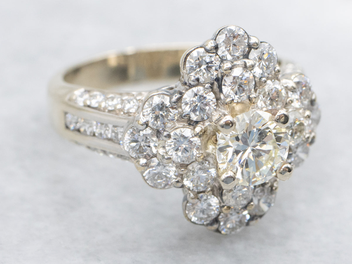 Modern Gold and Brilliant Diamond Cluster Cocktail Ring