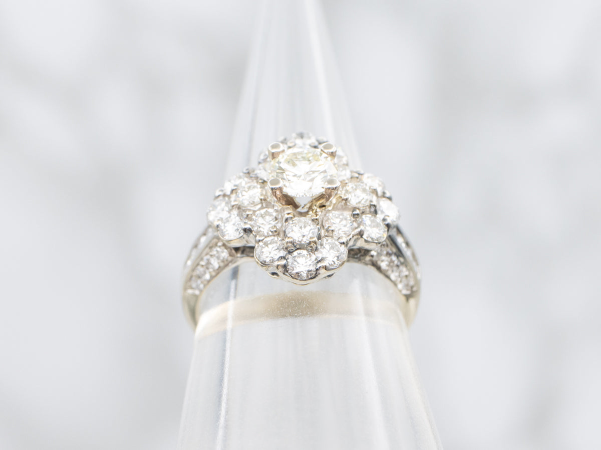 Modern Gold and Brilliant Diamond Cluster Cocktail Ring