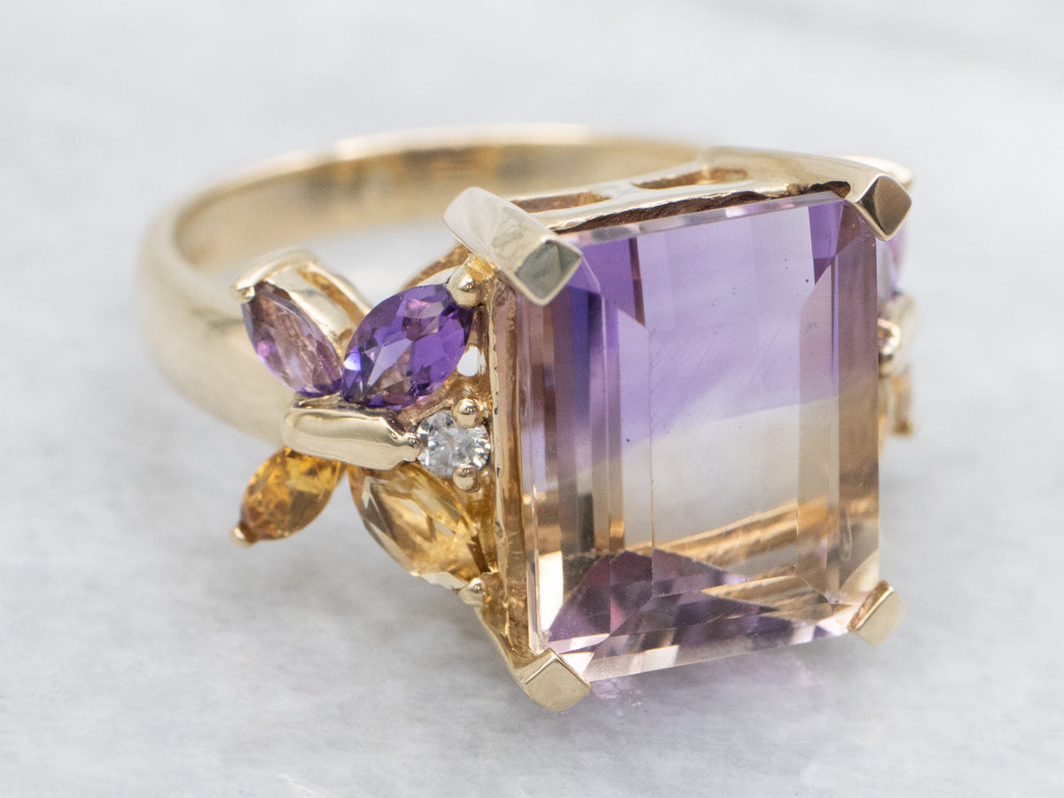 Ametrine and Diamond Butterfly Cocktail Ring