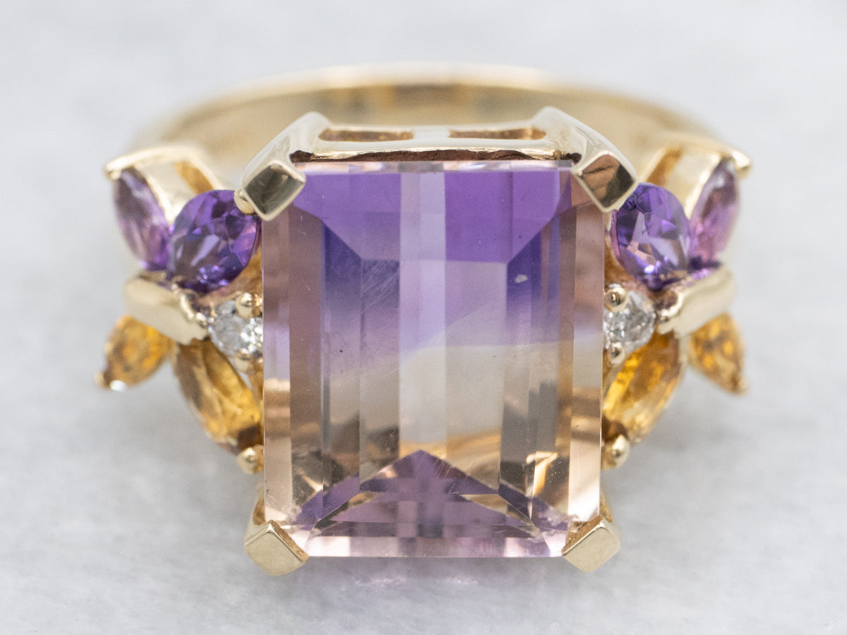Ametrine and Diamond Butterfly Cocktail Ring