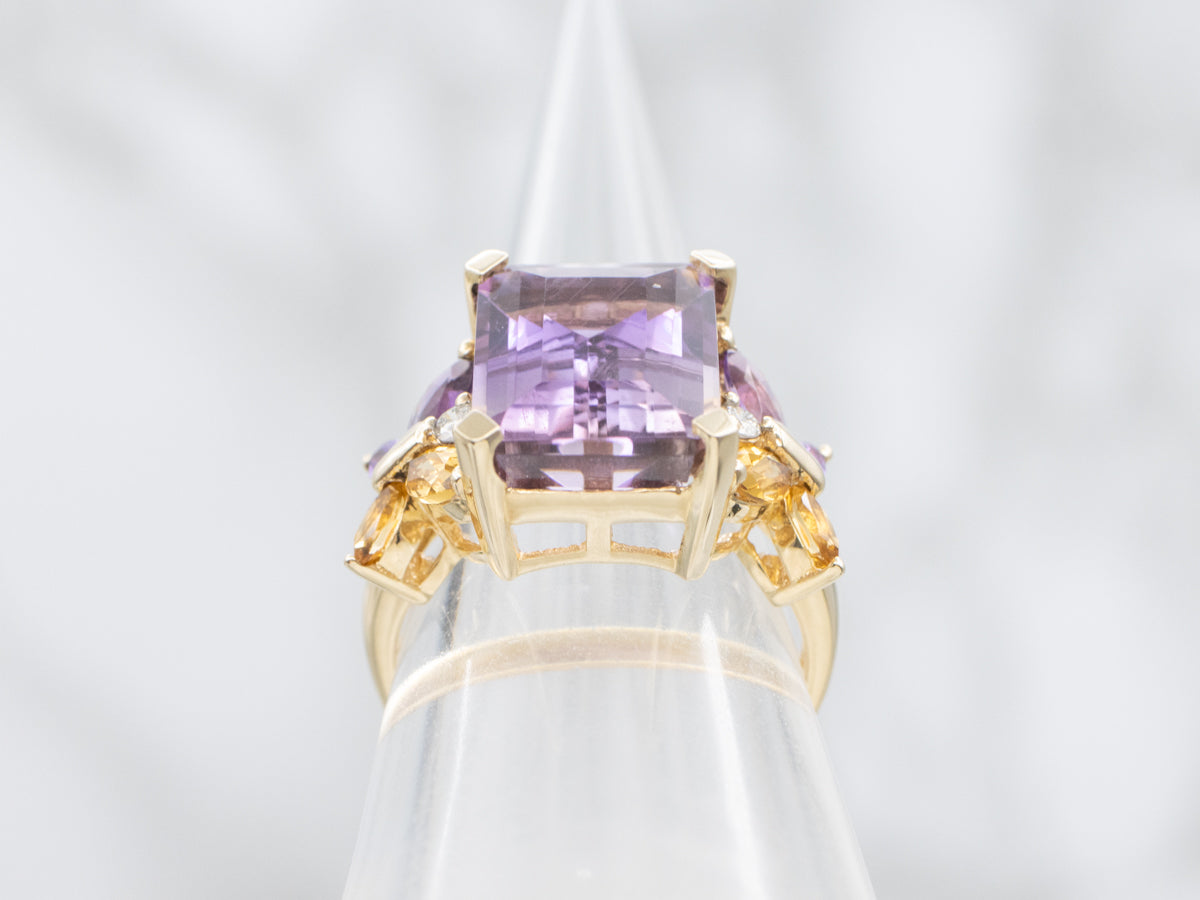 Ametrine and Diamond Butterfly Cocktail Ring