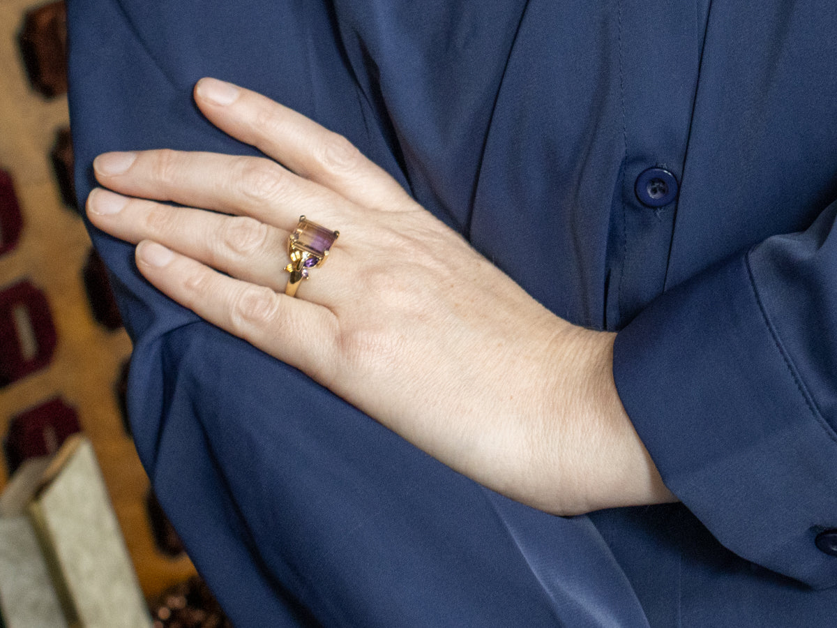 Ametrine and Diamond Butterfly Cocktail Ring