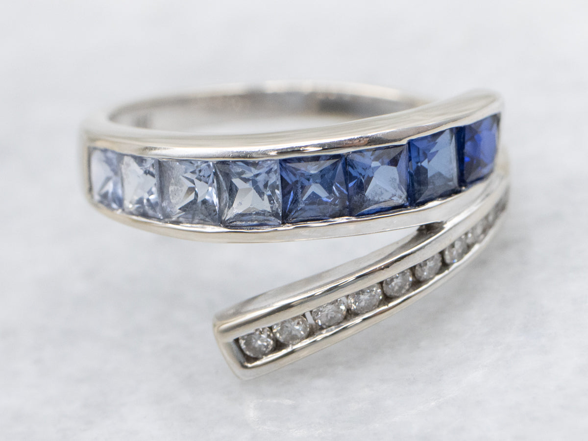 Gradient Sapphire and Diamond Bypass Band