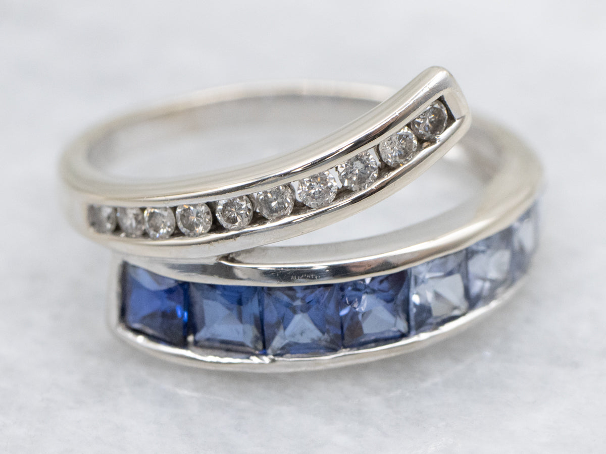 Gradient Sapphire and Diamond Bypass Band