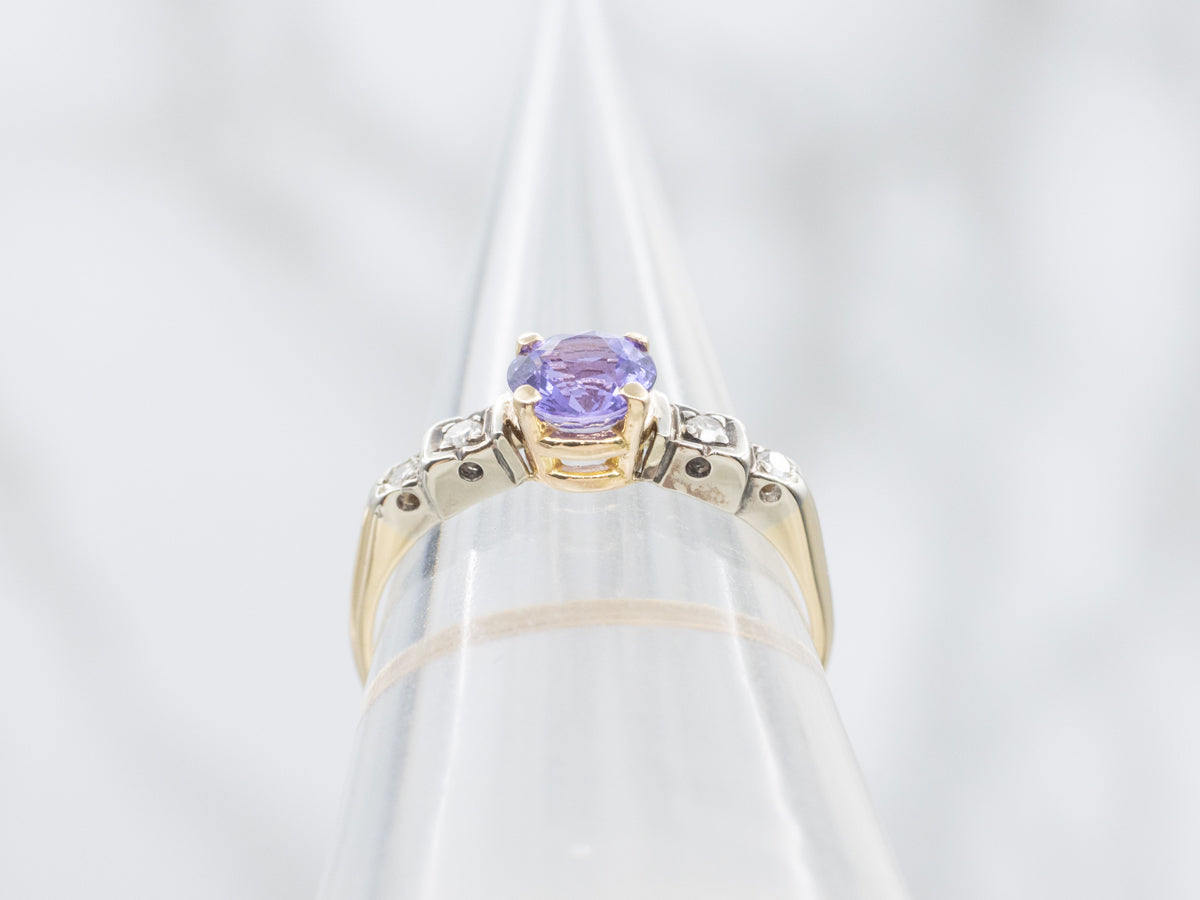 1950s Purple Sapphire and Diamond Ring