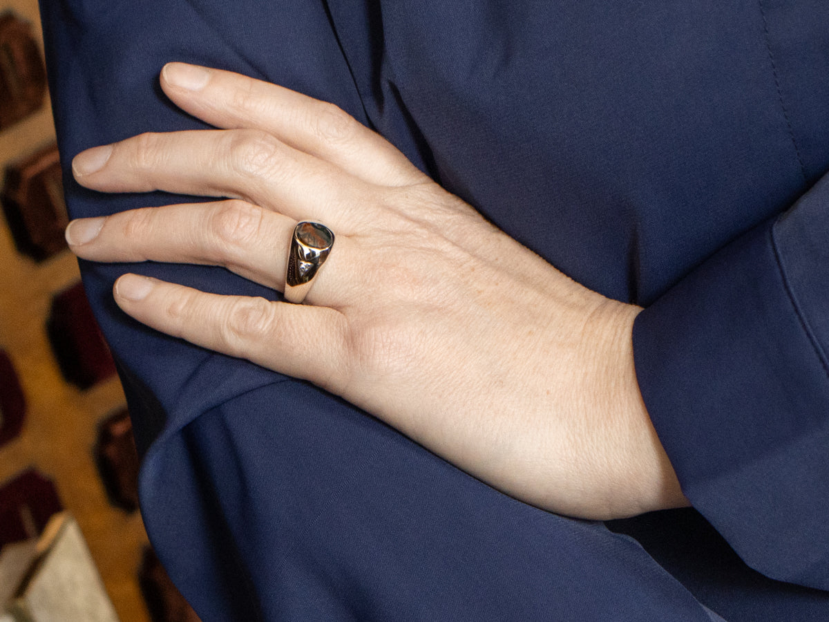 Men's Bezel Set Carnelian Moss Agate and Diamond Ring