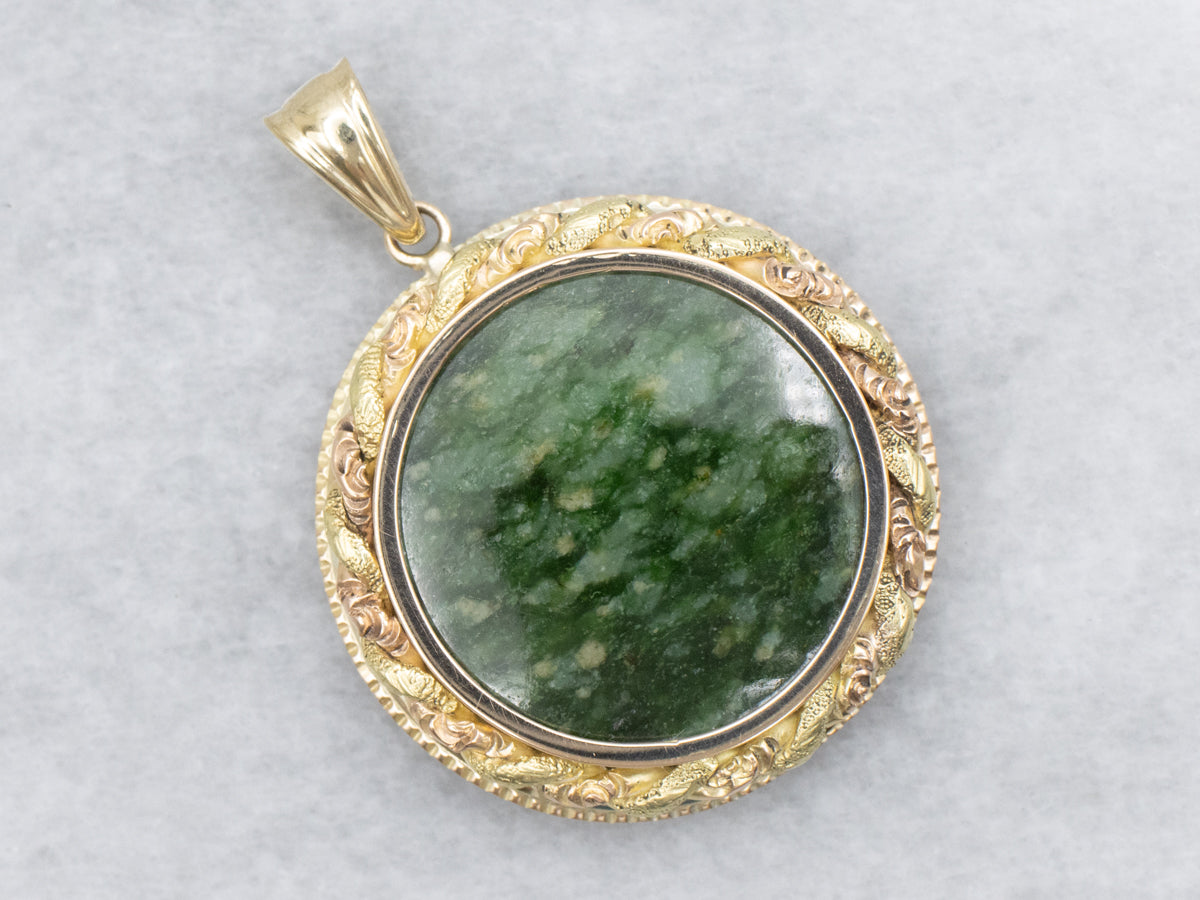 Antique Two-Tone Twisting Nephrite Jade Pendant