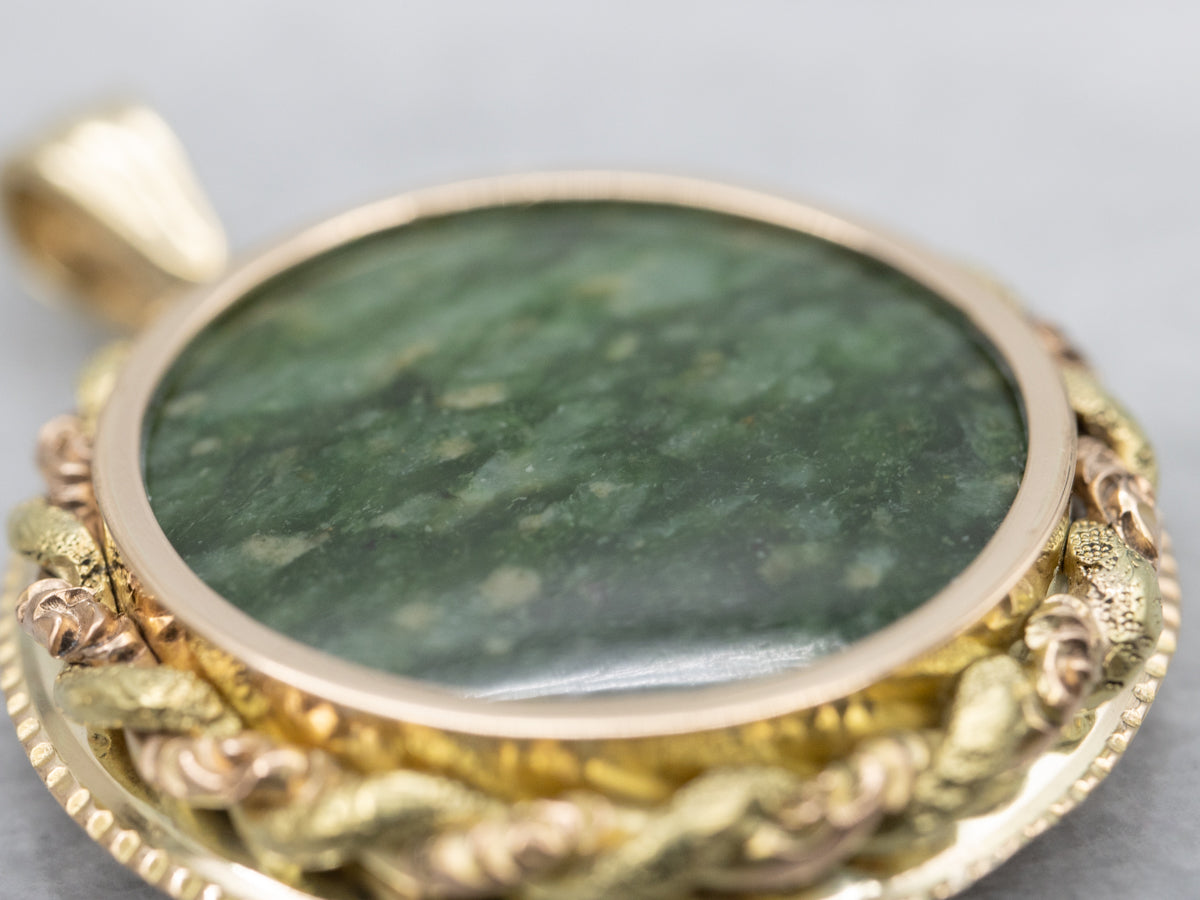 Antique Two-Tone Twisting Nephrite Jade Pendant