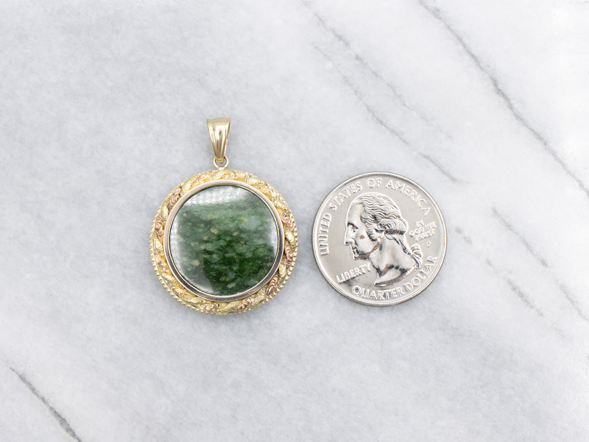 Antique Two-Tone Twisting Nephrite Jade Pendant