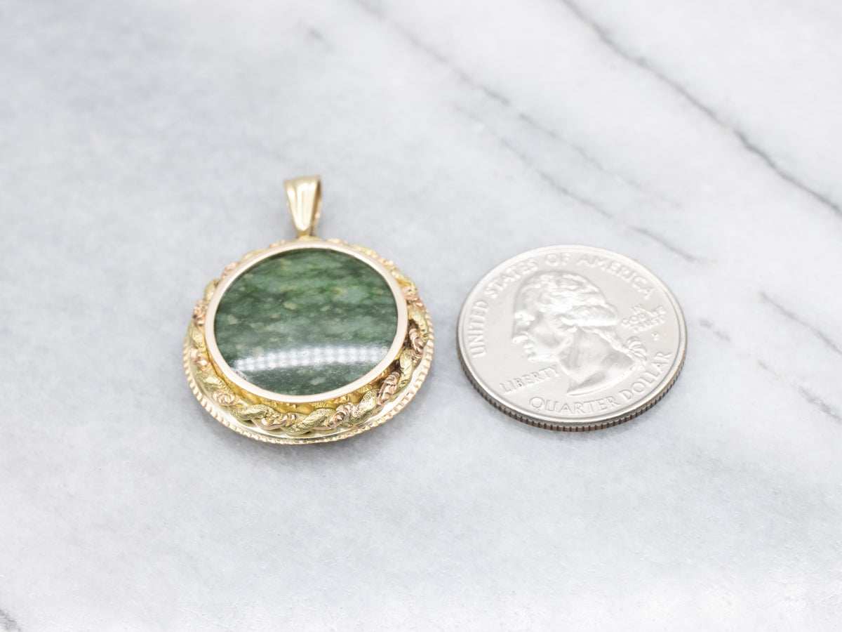 Antique Two-Tone Twisting Nephrite Jade Pendant
