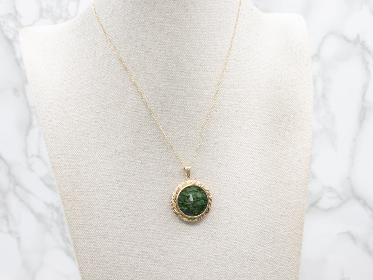 Antique Two-Tone Twisting Nephrite Jade Pendant