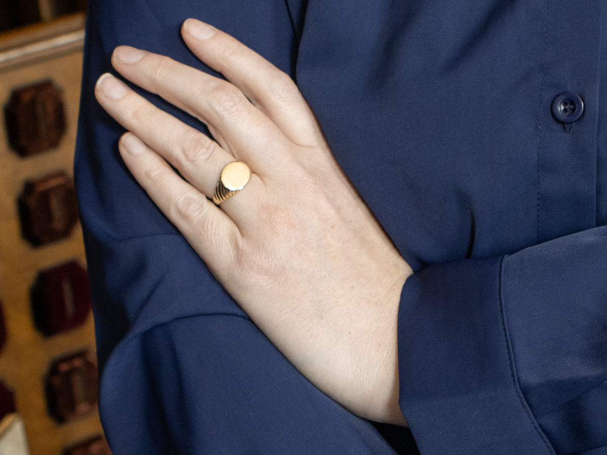 Nautical Gold East-to-West Signet Ring