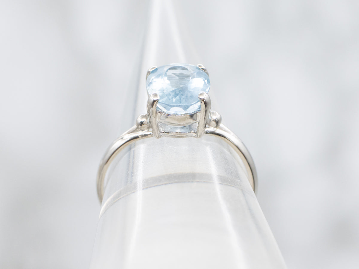 Aquamarine Solitaire Split Shank Ring
