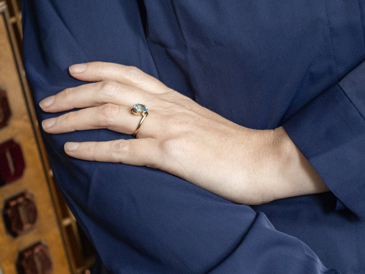 Blue Topaz Solitaire Bypass Ring