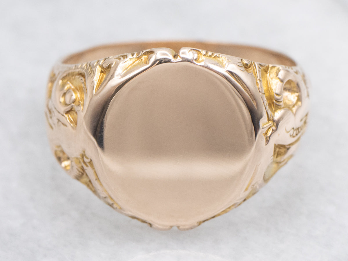 Antique Rose Gold Signet Ring