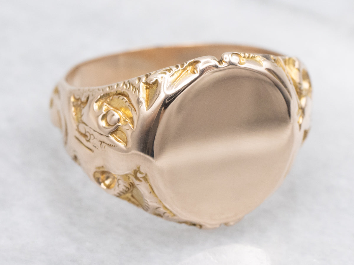Antique Rose Gold Signet Ring