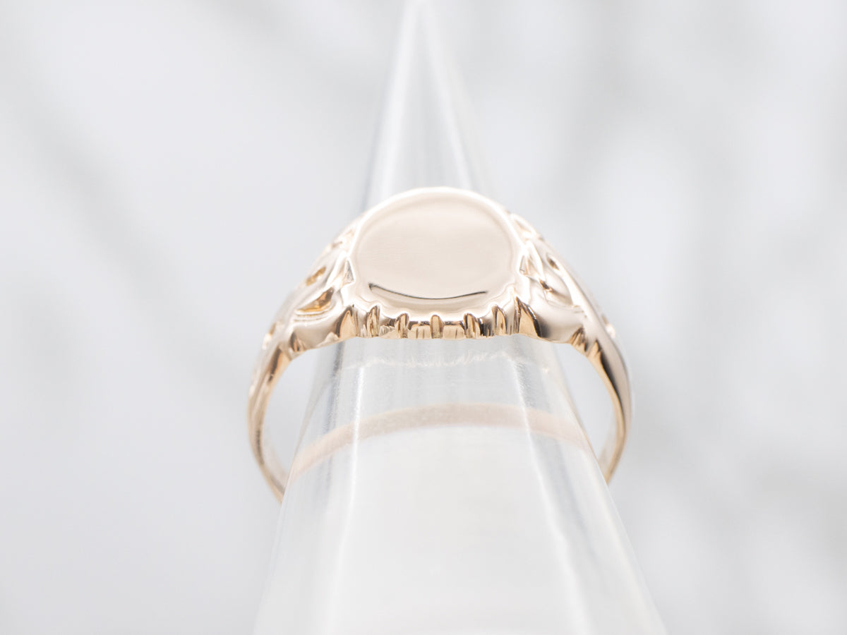 Antique Scrolling Rose Gold Signet Ring