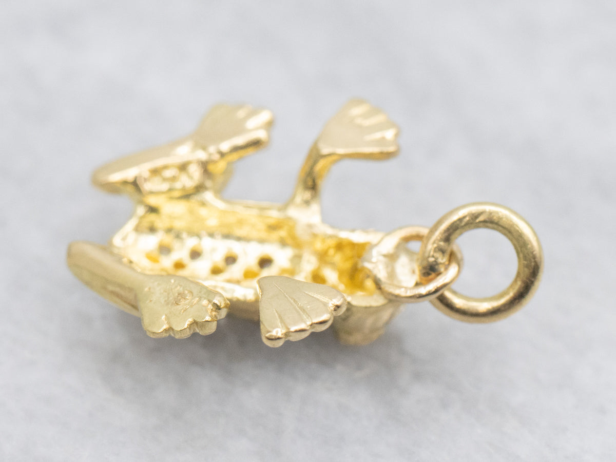 Polished 18-Karat Gold Diamond Frog Pendant